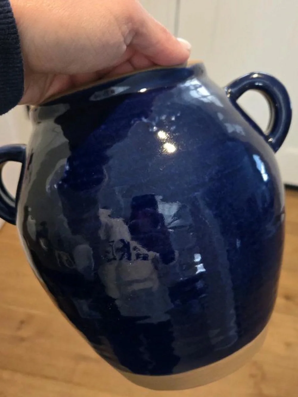 Medium Tuscan Ceramic Handled Vase Blue - Threshold™